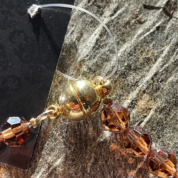 Cognac Swarovski Crystal Round Bead Necklace - Picture 12 of 12